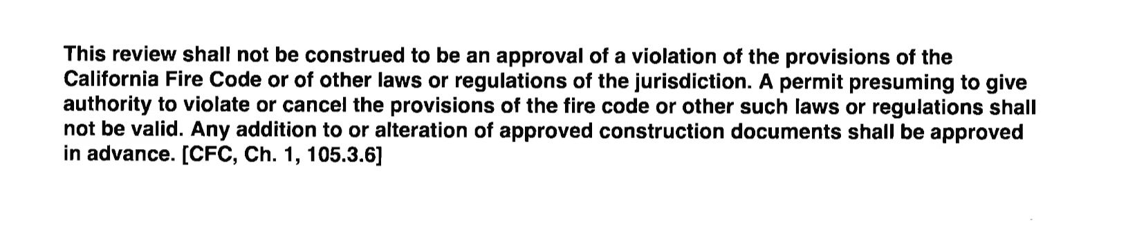 The SCCFD disclaimer on the Evulich Court fire safety review